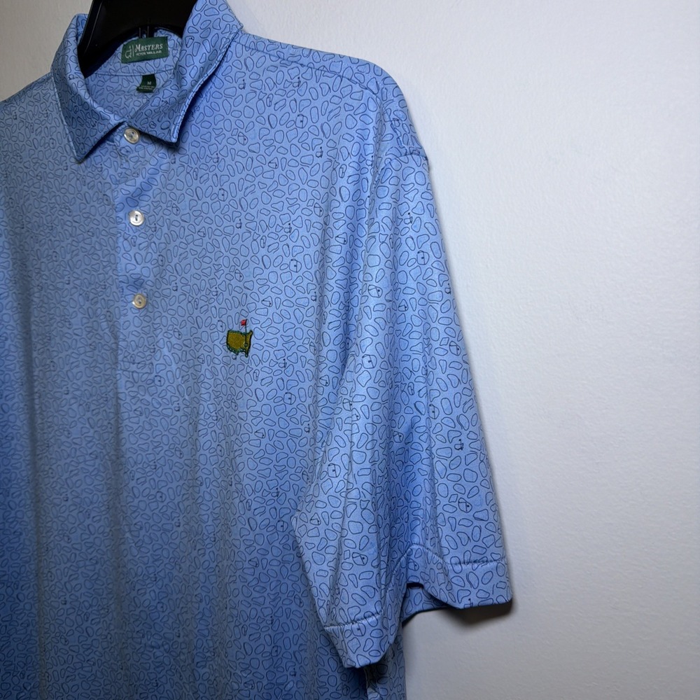 Peter Millar Masters Polo Shirt Mens M Blue Golf Course Design Performance Tech - Picture 4 of 8